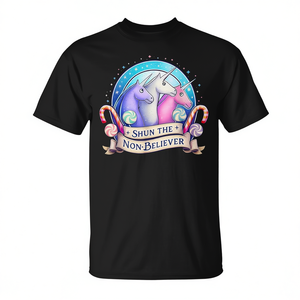 Camiseta Shun the Non-Believers Unicorn Candy con un diseño promocional llamativo para los fans - Product Image 2