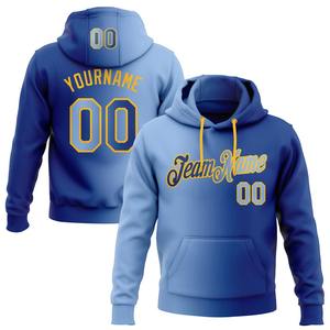 Custom Stitched <b>Royal</b> Light <b>Blue</b>-Gold Gradient Fashion Sports Pullover Sweatshirt Hoodie - Product Image 1