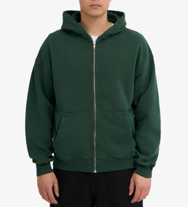 Tamaño personalizado de alta calidad 380 GSM 100% algodón de peso pesado de lana con cremallera Sudadera con capucha para hombre Opción de varios colores MOQ bajo de Bangladesh - Product Image 5