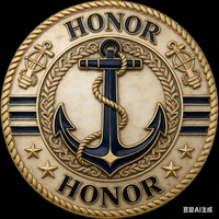 Moneda Conmemorativa Personalizada de la Armada Estadounidense (USN) con Logotipo de Ancla, Baño de Oro Brillante Moderno, Esmalte Suave, Aleación de Zinc, Troquelado e Impresión