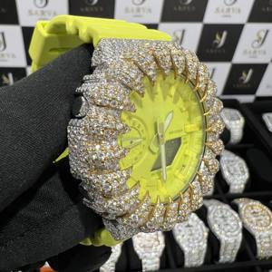 นาฬิกาสแตนเลสสตีลแบบกลไกคุณภาพระดับพรีเมี่ยมสำหรับผู้ชายชุบทอง14K มีเพชรโมอิสซาไนต์ที่ผ่านการรับรอง - Product Image 3