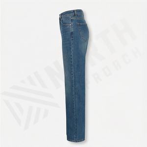 Pantalones Vaqueros de Mezclilla para Mujer, Hechos a Medida en Fábrica, Corte Holgado, Ajustados, Rectos, de Algodón, Estilo Casual, con Cintura - Product Image 3