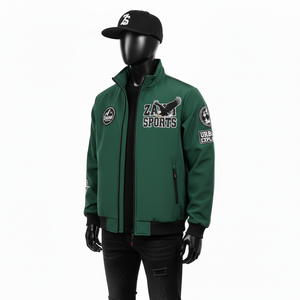 Chaqueta Softshell Premium de 320 GSM, Resistente al Viento y al Agua, Color Verde con Paneles en las Mangas, Chaqueta Softshell Personalizada para Hombre - Product Image 5