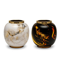Vase en métal de luxe à texture marbrée moderne avec bordure dorée, pot à fleurs décoratif, décoration nordique pour la maison, l'hôtel, le salon, décoration de table, centre de table