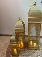 Lanterne de sol décorative au design unique avec finition dorée Ramadan Eid Hajj Festival Vaisselle de fête décorative Décoration de table élégante