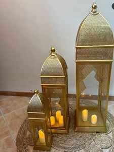 โคมไฟตั้งพื้นตกแต่งสีทองตกแต่งด้วยดีไซน์ที่เป็นเอกลักษณ์สำหรับเทศกาลรอมฎอนเทศกาลอีสฮัจญ์เครื่องใช้บนโต๊ะอาหารตกแต่งโต๊ะที่หรูหรา - Product Image 4