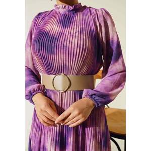 ชุดเดรสผ้าชีฟองจีบลายบาติกสีม่วง - Product Image 3