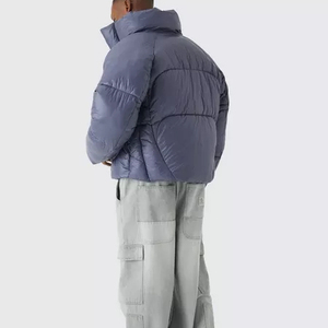Chaqueta Corta Acolchada de Moda para Hombre, Color Azul Polvoriento, Cuello Alto, Abrigo de Invierno Acolchado, Estilo Burbuja, Ropa Casual, Chaquetas Acolchadas para Hombre - Product Image 6