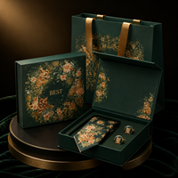 Boîte cadeau rigide magnétique imprimée en couleur, emballage personnalisé avec logo floral pour bijoux, collier