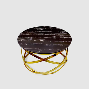 Modern Custom Designed Stainless Steel <b>Table</b> With Brass Finish and Italian <b>Stone</b> <b>Top</b> for Living Room Manufactured in India - Product Image 3