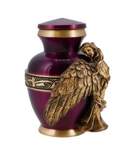 โกศบรรจุอัฐิมนุษย์ อลูมิเนียม ลายปีกนางฟ้าสีม่วงทอง พร้อมตัวเลือกการสลักข้อความ - Product Image 4