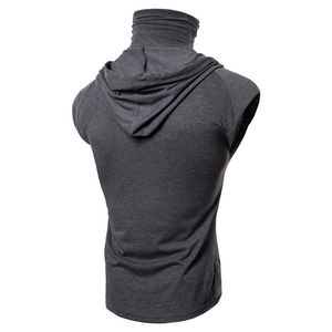 Pull à col roulé sans manches pour hommes, sweat à capuche avec poche kangourou, coupe ample, 100% coton, imprimé brodé d'hiver, délavé, vente en gros - Product Image 3