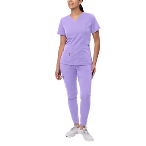 High Quality <b>Nurse</b> <b>Scrub</b> Uniform Set Custom Logo Spandex Knitted Medical Hospital <b>Scrubs</b> for Doctors - Product Image 2
