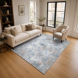 RUGS DEPOT LXDP-0298 Wholesale Grey Silver Marble Effect Digital Printed Machine Washable Chenille Area Rug Non <b>Slip</b> - Product Image 2