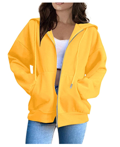 Sudadera con capucha y sudadera para mujer, sudadera con capucha y cremallera de manga larga para mujer, logotipo personalizado y color sólido a precio económico - Product Image 6