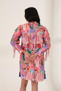 ODM approvisionnement indien main bloc imprimé écologique coton Mini bohème femmes Floral été décontracté fête porter taille naturelle - Product Image 2