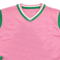   Cardigan en tricot brodé sur mesure, col en V, pour sororité, fraternité, université, Alpha Kappa Alpha