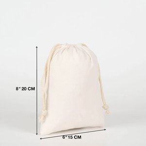 Organic Cotton Drawstring <b>Pouch</b> 6 X 8 Inches <b>Laminated</b> 4 oz Screen Printing Embroidered Logo for Wallet Craft Packaging Dust Use - Product Image 3