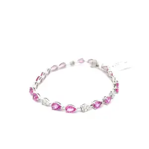 18K Wit Goud Armbanden Roze Safire Armband Armbanden Voor Vrouwen Accessoires Handgemaakte Bulk Aankoop