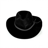 Chapeau de cowboy occidental classique à large bord en feutre de velours de qualité supérieure pour hommes et femmes, chapeau Fedora Outback pour cowgirl, taille personnalisée, boucle de ceinture