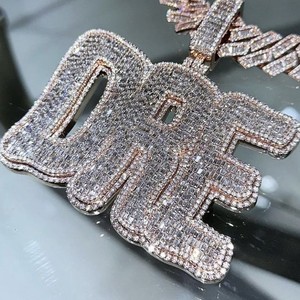 Cadena de Eslabones con Colgante de Moissanita Estilo Hiphop Personalizable en Plata de Ley 925 para Fiestas - Product Image 4