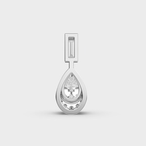 IGI Certified Lab Grown Diamond Pear Shape Drop Pendant with Baguette Cut Top & Micro Cluster in 9K Yellow / White & Rose Gold - Product Image 4