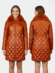 Manteau d'hiver matelassé long imperméable pour femme, col en fausse fourrure, chaud, rembourré, fermeture éclair, coupe ajustée, vêtements d'extérieur, manteaux matelassés - Product Image 3