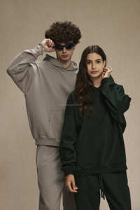 Custom 100% Cotton 430gsm Heavyweight French Terry Plus Size <b>Men's</b> Streetwear Oversized Hoodies with Embroidered Logo Stringless - Product Image 6