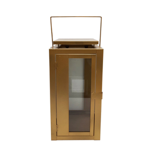 Juego de 3 faroles redondos de hierro de tamaño mediano con luz en T y mango FAROL DE Color dorado y negro para el hogar y la decoración de la Mesa de la boda - Product Image 4