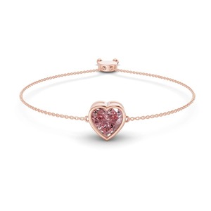 Bracelet de mode en or massif 14K avec diamant de laboratoire rose vif en forme de cœur, 0,75 ct, pureté VS, élégant et ludique - Product Image 1