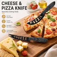 Ensemble de 19 couteaux de cuisine en acier inoxydable avec revêtement antiadhésif, manches en plastique imitation bois, lavable au lave-vaisselle, support inclus, couteau à fromage, couteau à pizza