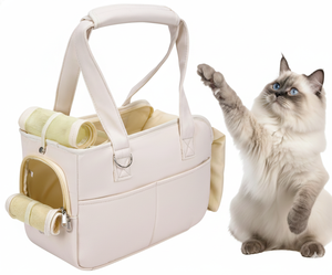 Sac de transport pour animaux de compagnie en nylon imperméable pour petits chiens et chats, sac de voyage à bandoulière de grande capacité - Product Image 1