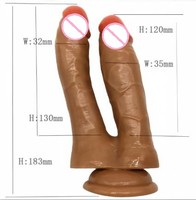 Realistischer Ultra-Weicher Doppelendiger Dildo für Anfänger Mit Erweiterter Saugnapf-Basis für Freihändiges Spiel, Flexibler Dildo für Schwule