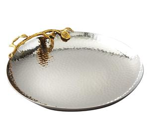 Plateau en métal de conception moderne de haute qualité avec poignée en feuille Plateau en métal décoratif Table basse en métal Plateau de service. - Product Image 2