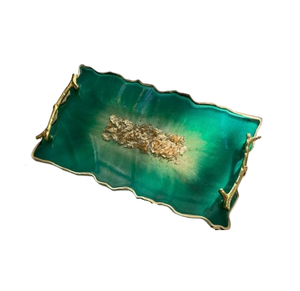 Jewelry Tray <b>Set</b> of Two Metal Handle Resin & Metal Tray High Demanding Rectangular <b>Serving</b> Tray for Restaurant Multipurpose Use - Product Image 6