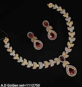 AMERICAN DIAMOND BRIDAL NECKLACE <b>SET</b> and HIGH QUALITY & CLASSIC EARRINGS <b>JEWELLERY</b> <b>SET</b> for WEDDING <b>JEWELLERY</b> CLASSIC STYLE WOMEN - Product Image 2