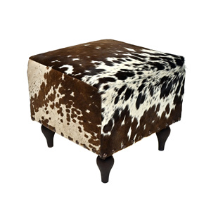 Taburete otomano de piel de vaca Natural con base de madera para sala de estar, muebles modernos para el hogar - Product Image 3