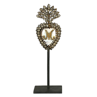 Argent Antique Fini Métal Sacré Coeur Suspendu Ex Voto Sacré Coeur Pour Église Décoratif Catholique Cadeau & Décor
