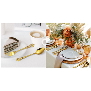 Ensemble de couverts royaux de haute qualité couverts en acier inoxydable avec finition plaquée or miroir vaisselle de mariage couteau fourchette cuillère ensemble - Product Image 6