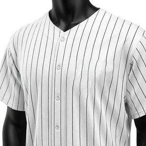 Camiseta de Béisbol Personalizada con Rayas Blancas, Cuello en V con Botones, Uniforme de Equipo Liso, Transpirable y de Secado Rápido - Product Image 3