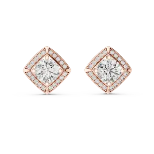 Boucles d'oreilles élégantes en diamant avec un design triangulaire et un diamant rond pour un cadeau de fiançailles - Product Image 1