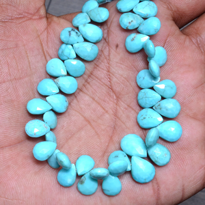 Turquesa natural 7x9mm-8x11mm piedra preciosa pera facetada Briolette Arizona turquesa cuentas de piedras preciosas semipreciosas para la fabricación de joyas - Product Image 5
