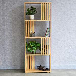 Étagère à livres moderne à 4 niveaux en bois et simili cuir, gain de place, KS68222 - Product Image 3