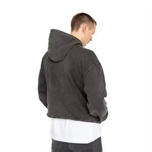 Sudaderas con capucha lavadas con ácido de Hip Hop para hombre, sudaderas con logotipo personalizado 100% OEM, sudaderas de algodón de rizo francés, ropa de calle Unisex de gran tamaño - Product Image 2