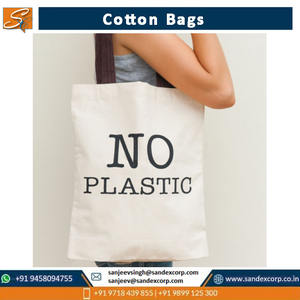 Bolsas de algodón con estampado promocional, diseño personalizable, cómodas bolsas de compras de lona de Color Natural exportadas desde la India - Product Image 4