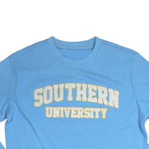 Haga su propio logotipo de lana y bordado de La Universidad del Sur Azul cielo Otoño Ropa universitaria Sudaderas con capucha Sudadera - Product Image 2