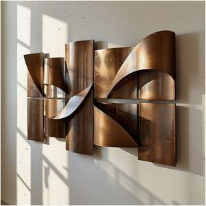 Art mural en métal abstrait moderne, décoration murale en métal contemporaine, sculpture murale en métal minimaliste, panneau d'art mural en métal géométrique - Product Image 3