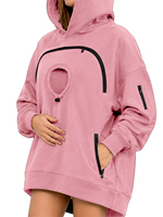 Pull décontracté à capuche pour femme, collection automne 2026, de haute qualité, avec poche pour chat, manteau chaud à manches longues, prix de gros.