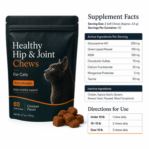 Masticables <span class=keywords><strong>Extra</strong></span> Fuertes para Cadera y Articulaciones de Gatos con MSM, Condroitina y Glucosamina, Soporte para la Movilidad Felina, Bocaditos Suaves, Frasco de 60 Unidades - Product Image 6