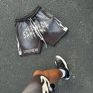 Short de jogging vintage pour homme, vêtements de sport d'été à logo imprimé personnalisé, lavage à la pierre vierge, délavé au soleil, lavage à l'acide en détresse - Product Image 3